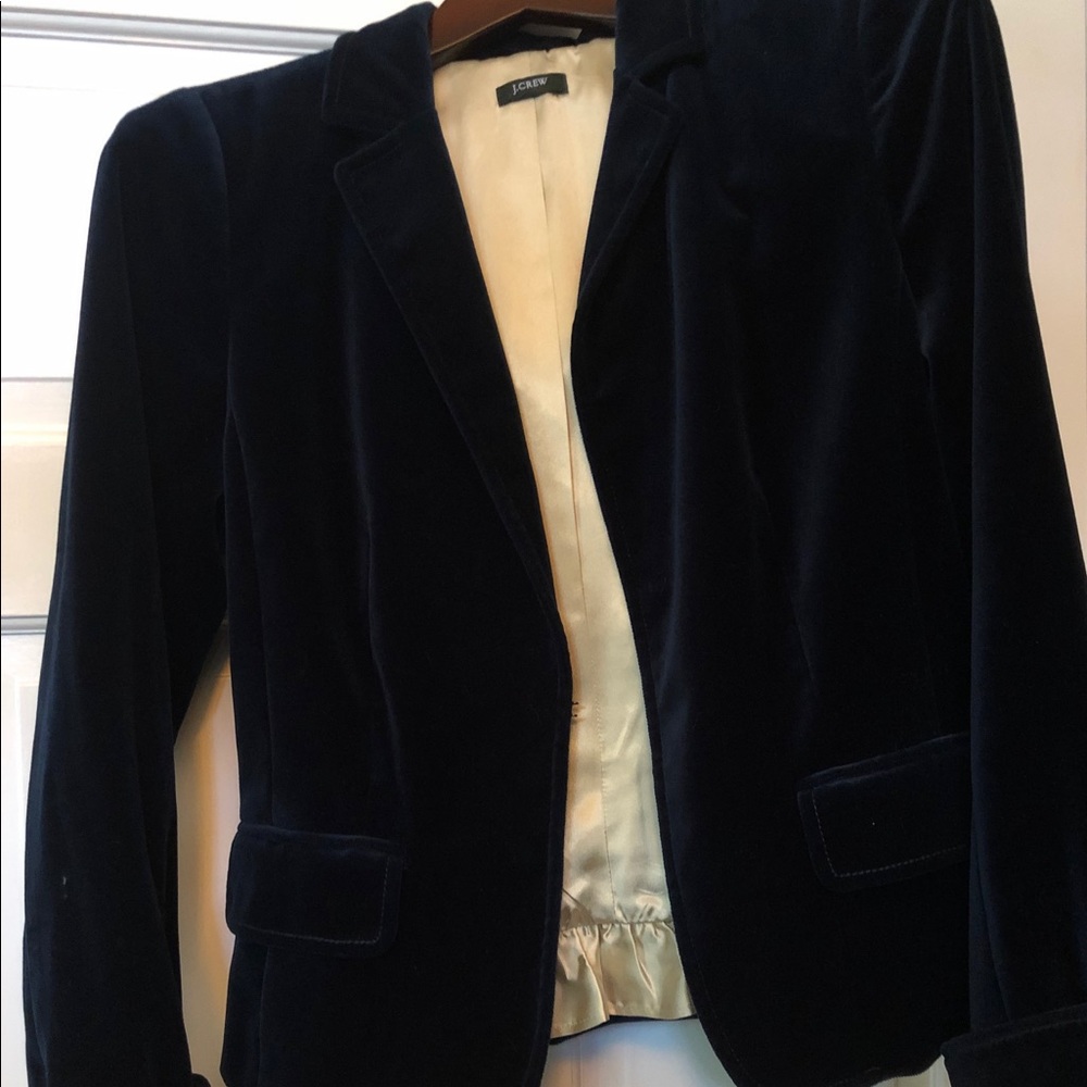 J Crew Blue Velvet Blazer Jacket
